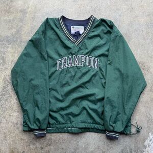 Champion Green and Navy V-Neck Pullover